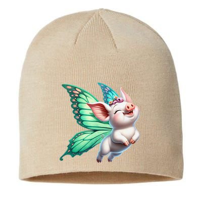 Happy Flying Pig With Butterfly Wings Fly Pig Lovers Sustainable Beanie