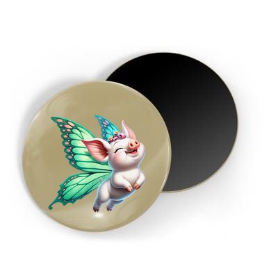 Happy Flying Pig With Butterfly Wings Fly Pig Lovers Magnet