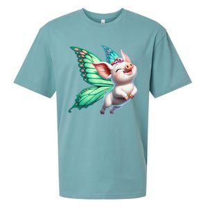 Happy Flying Pig With Butterfly Wings Fly Pig Lovers Sueded Cloud Jersey T-Shirt