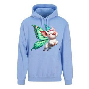 Happy Flying Pig With Butterfly Wings Fly Pig Lovers Unisex Surf Hoodie