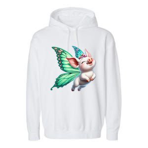 Happy Flying Pig With Butterfly Wings Fly Pig Lovers Garment-Dyed Fleece Hoodie