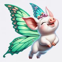 Happy Flying Pig With Butterfly Wings Fly Pig Lovers Garment-Dyed Sweatshirt