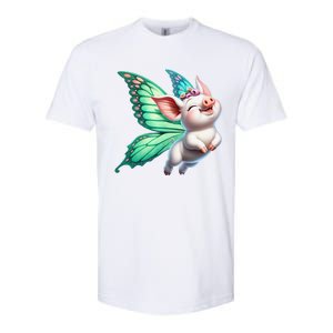 Happy Flying Pig With Butterfly Wings Fly Pig Lovers Softstyle CVC T-Shirt