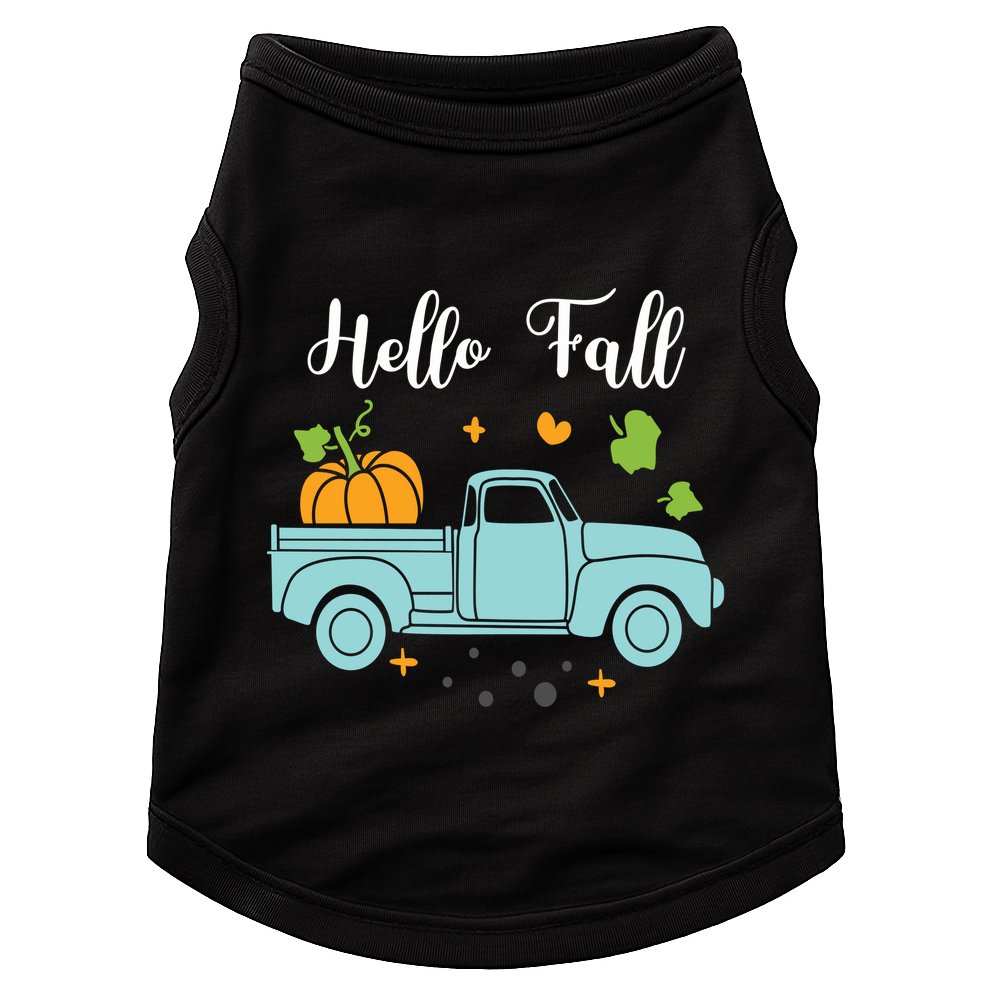 Hello Fall Pumpkin Vintage Truck Doggie Tank