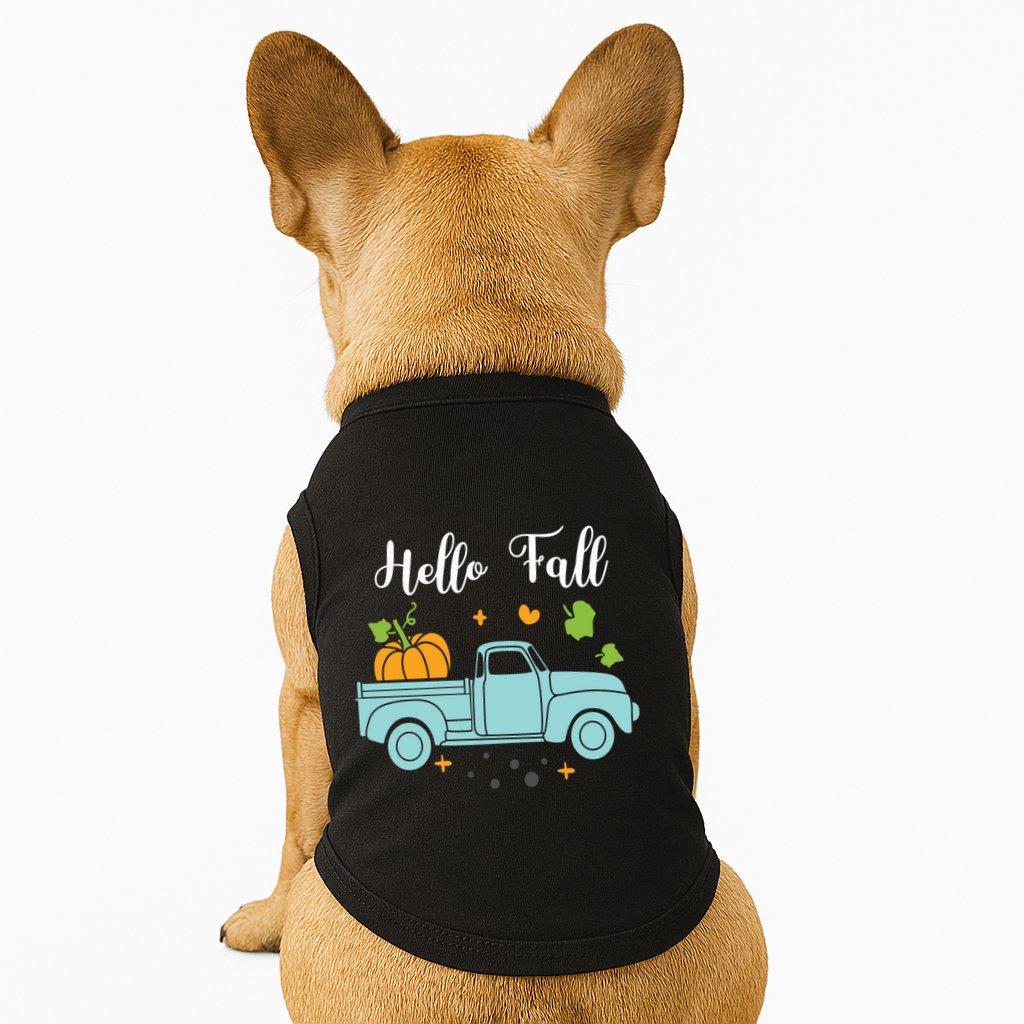 Hello Fall Pumpkin Vintage Truck Doggie Tank
