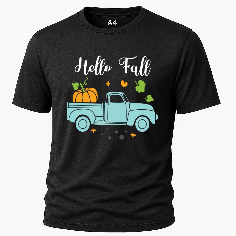 Hello Fall Pumpkin Vintage Truck Cooling Performance Crew T-Shirt