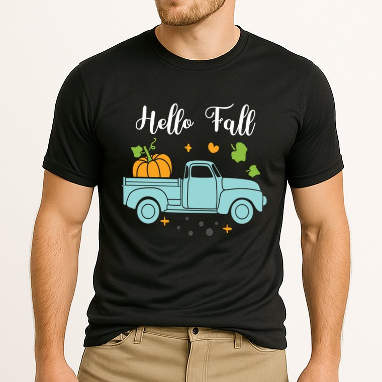 Hello Fall Pumpkin Vintage Truck Cooling Performance Crew T-Shirt