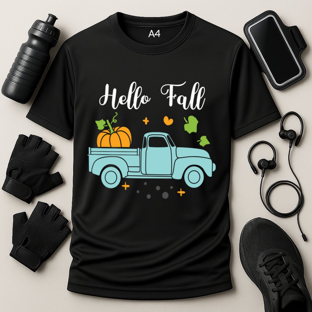 Hello Fall Pumpkin Vintage Truck Cooling Performance Crew T-Shirt