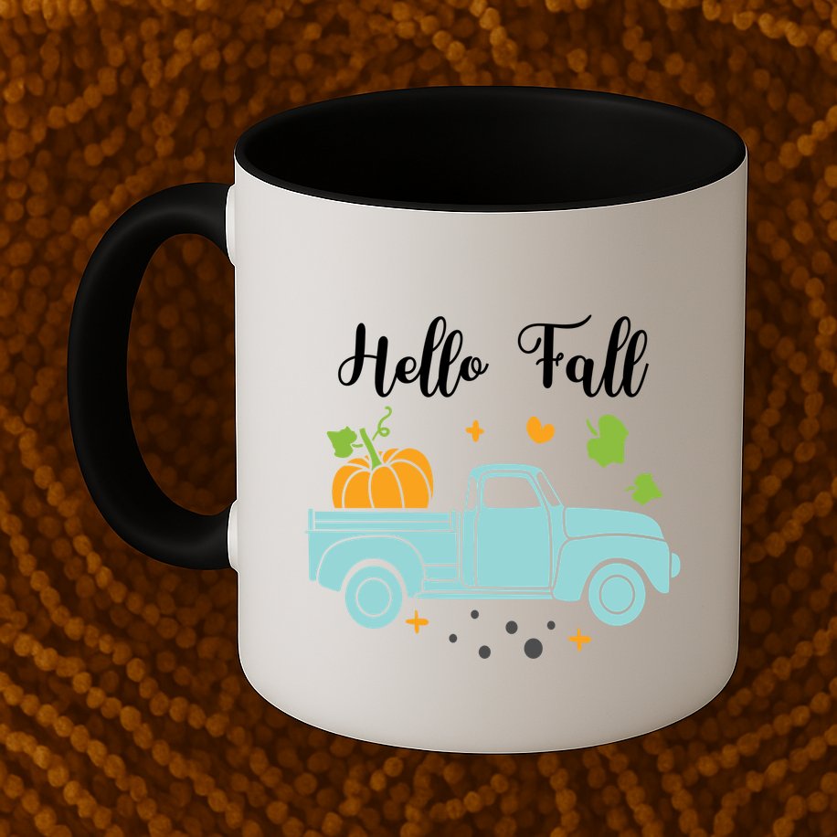 Hello Fall Pumpkin Vintage Truck Mug