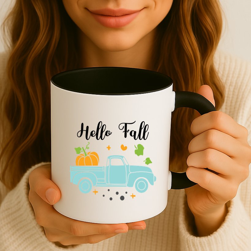 Hello Fall Pumpkin Vintage Truck Mug