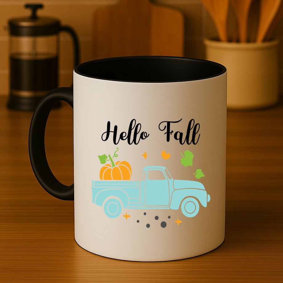 Hello Fall Pumpkin Vintage Truck Mug