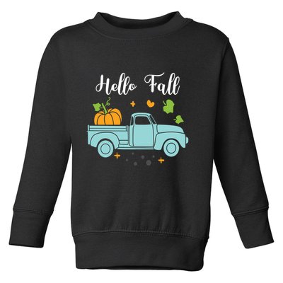 Hello Fall Pumpkin Vintage Truck Toddler Sweatshirt