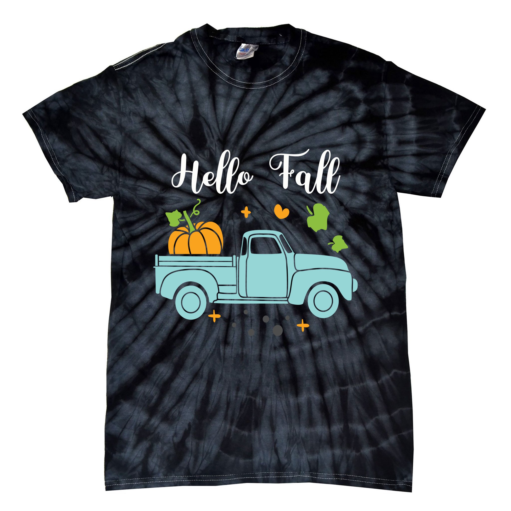 Hello Fall Pumpkin Vintage Truck Tie-Dye T-Shirt