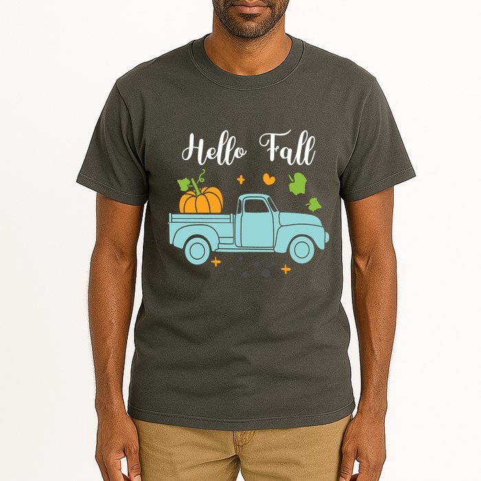 Hello Fall Pumpkin Vintage Truck Tall T-Shirt
