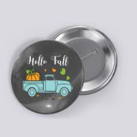 Hello Fall Pumpkin Vintage Truck Button