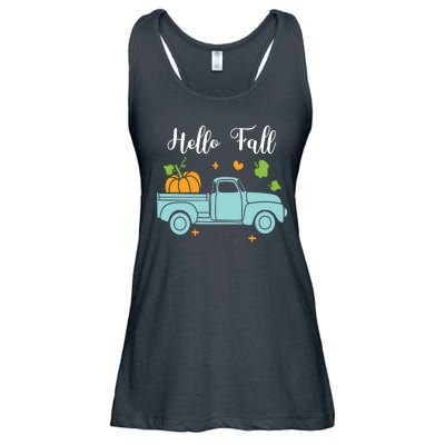 Hello Fall Pumpkin Vintage Truck Ladies Essential Flowy Tank