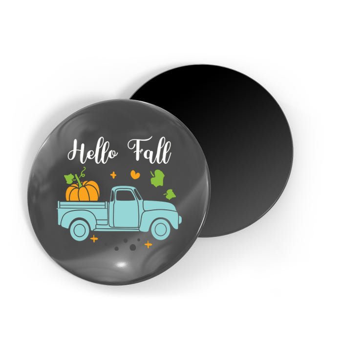 Hello Fall Pumpkin Vintage Truck Magnet