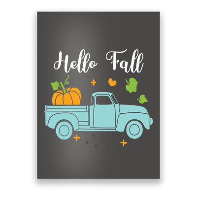 Hello Fall Pumpkin Vintage Truck Poster