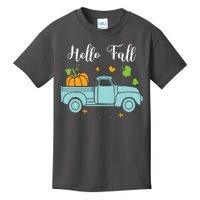 Hello Fall Pumpkin Vintage Truck Kids T-Shirt