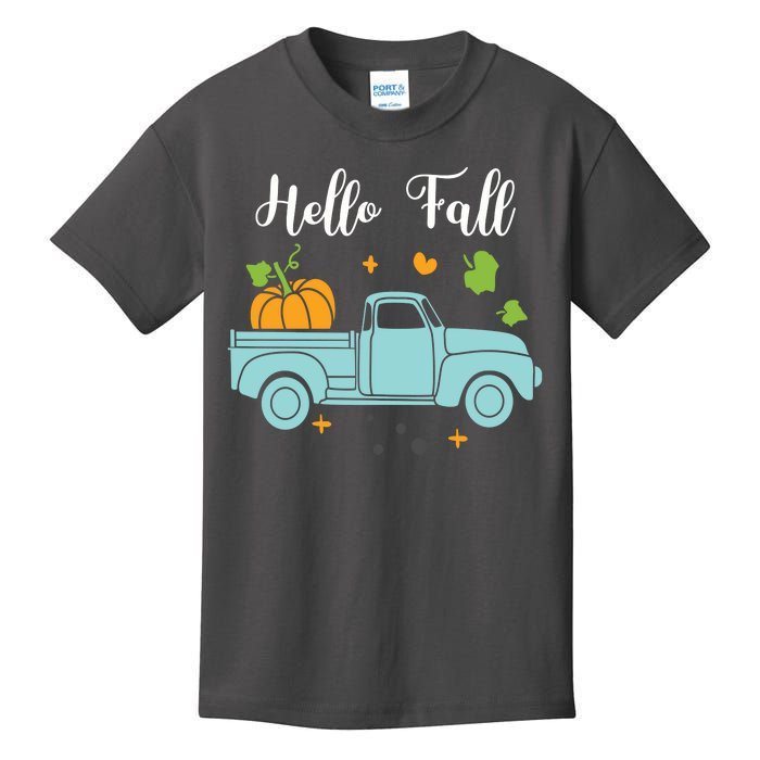 Hello Fall Pumpkin Vintage Truck Kids T-Shirt