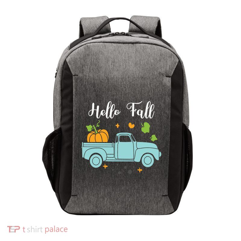 Hello Fall Pumpkin Vintage Truck Vector Backpack