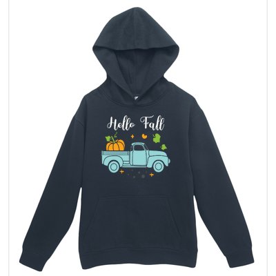 Hello Fall Pumpkin Vintage Truck Urban Pullover Hoodie