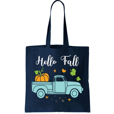 Hello Fall Pumpkin Vintage Truck Tote Bag