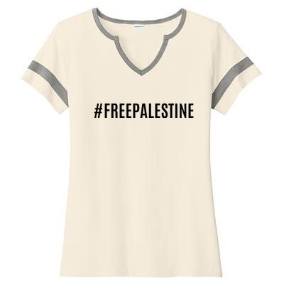 Hashtag Free Palestine For Women Gaza Ladies Halftime Notch Neck Tee