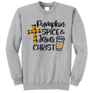 Hello Fall Pumpkin Spice & Jesus Christ Fall Christian Gift Tall Sweatshirt