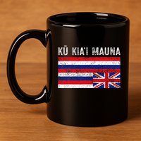 Hawaiian Flag Protest Protect Mauna Kea Ku Kiai Mauna 11oz C Handle Ceramic Mug