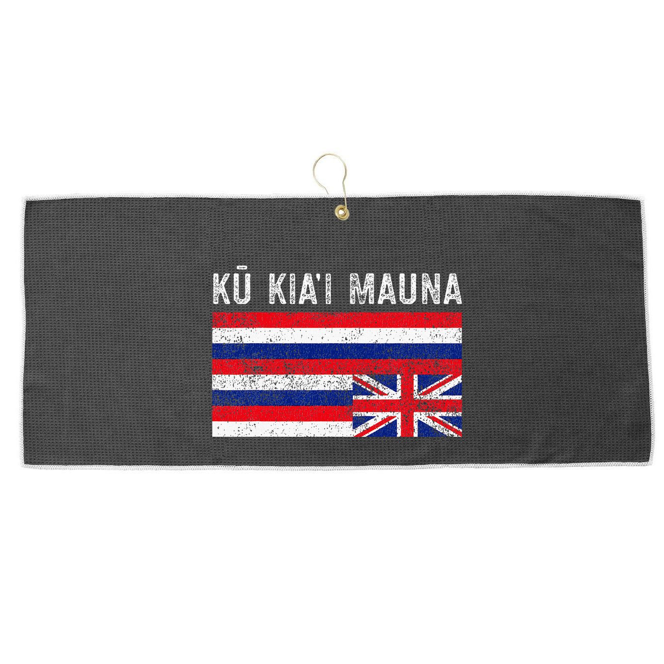 Hawaiian Flag Protest Protect Mauna Kea Ku Kiai Mauna Large Microfiber Waffle Golf Towel
