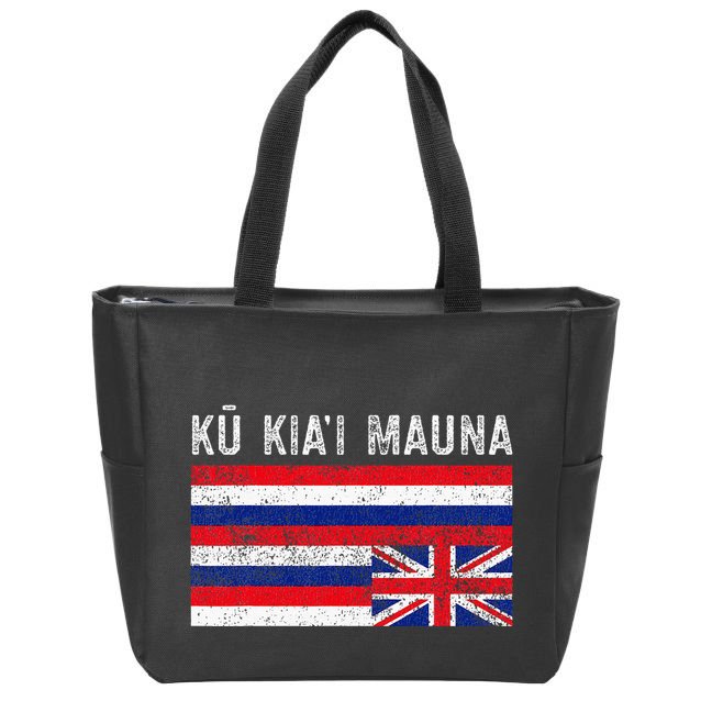 Hawaiian Flag Protest Protect Mauna Kea Ku Kiai Mauna Zip Tote Bag