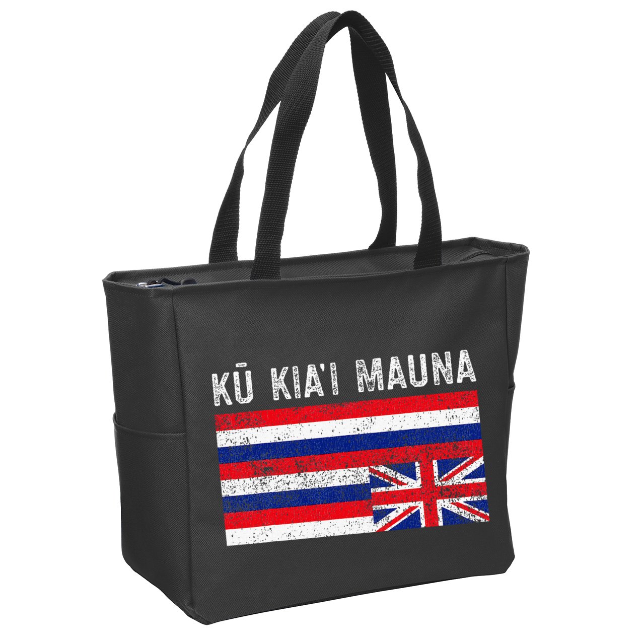 Hawaiian Flag Protest Protect Mauna Kea Ku Kiai Mauna Zip Tote Bag