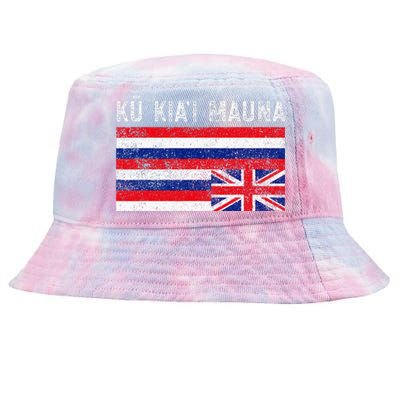 Hawaiian Flag Protest Protect Mauna Kea Ku Kiai Mauna Tie-Dyed Bucket Hat