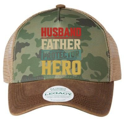 Husband Father Protector Hero FatherS Day Themed Graphic Legacy Tie Dye Trucker Hat