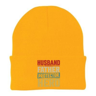 Husband Father Protector Hero FatherS Day Themed Graphic Knit Cap Winter Beanie