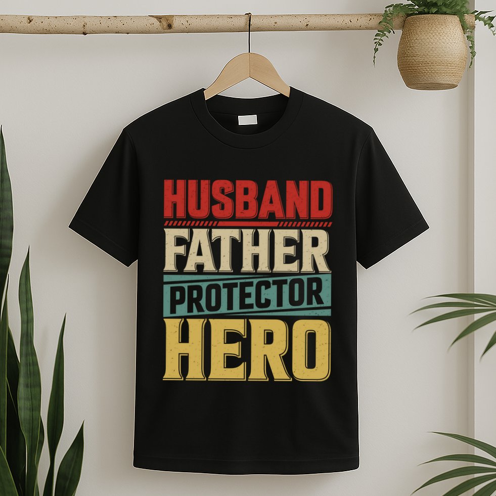 Husband Father Protector Hero FatherS Day Themed Graphic T-Shirt