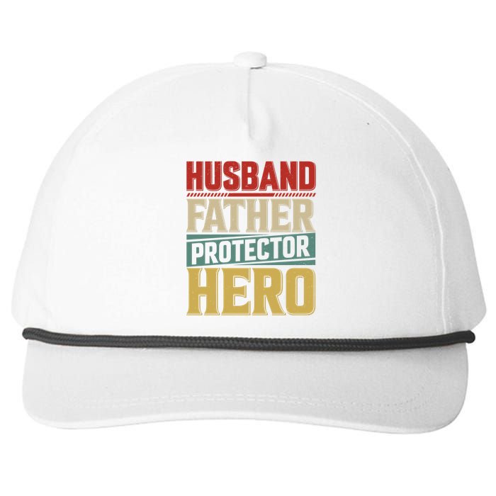 Husband Father Protector Hero FatherS Day Themed Graphic Snapback Five-Panel Rope Hat