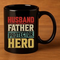Husband Father Protector Hero FatherS Day Themed Graphic 11oz C Handle Ceramic Mug
