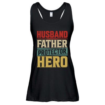 Husband Father Protector Hero FatherS Day Themed Graphic Ladies Essential Flowy Tank