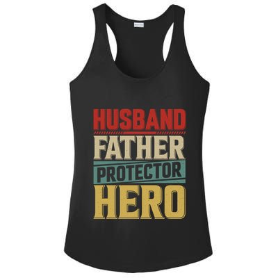 Husband Father Protector Hero FatherS Day Themed Graphic Ladies PosiCharge Competitor Racerback Tank