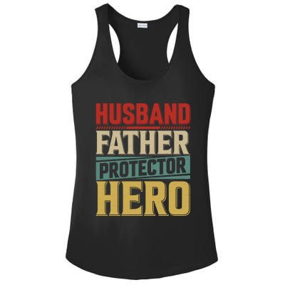 Husband Father Protector Hero FatherS Day Themed Graphic Ladies PosiCharge Competitor Racerback Tank