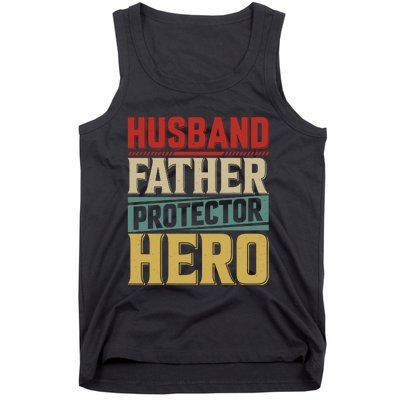 Husband Father Protector Hero FatherS Day Themed Graphic Tank Top