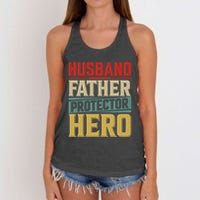 Husband Father Protector Hero FatherS Day Themed Graphic Women's Knotted Racerback Tank