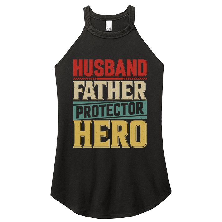 Husband Father Protector Hero FatherS Day Themed Graphic Women's Perfect Tri Rocker Tank