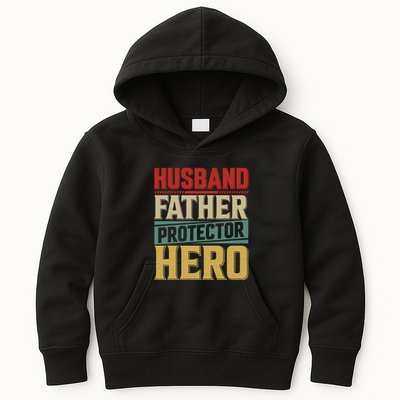 Husband Father Protector Hero FatherS Day Themed Graphic Kids Hoodie