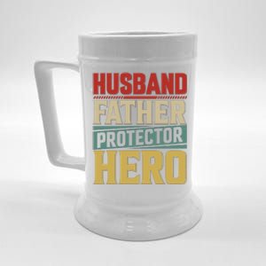 Husband Father Protector Hero FatherS Day Themed Graphic Beer Stein