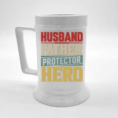 Husband Father Protector Hero FatherS Day Themed Graphic Beer Stein