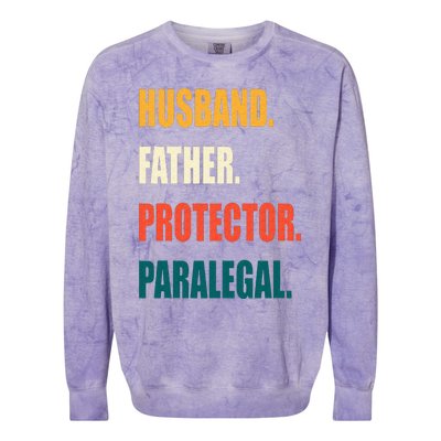 Husband Father Protector Paralegal Colorblast Crewneck Sweatshirt