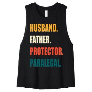 Husband Father Protector Paralegal Women's Racerback Cropped Tank